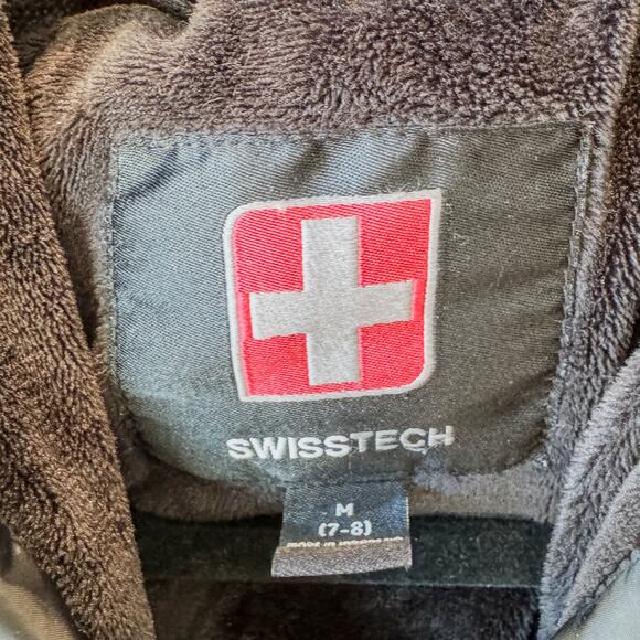 Swiss Tech Black Puffer Jacket/Coat w/ Hood & Faux Fur Lining, Kids Medium 7/8 - Picture 5 of 11